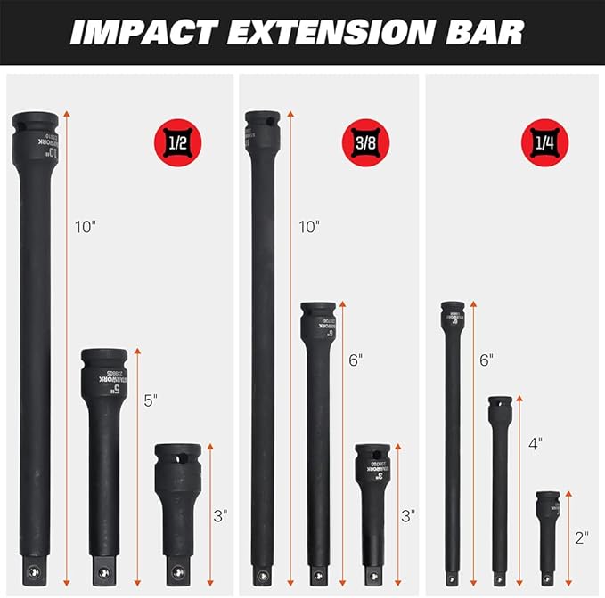 STARWORK TRUE MECHANIC 153-Piece Impact Socket Set, Professional, SAE/Metric