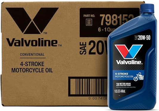 Valvoline 4-Stroke Motorcycle SAE 20W-50 Motor Oil 1 QT, Case of 6