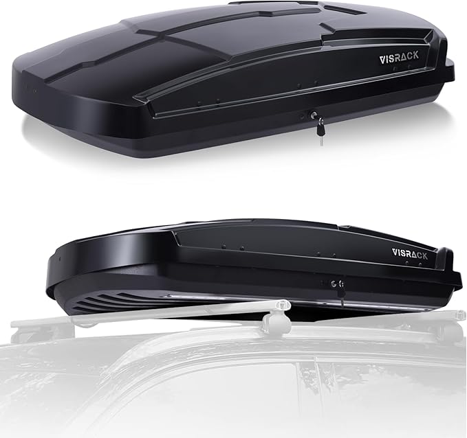 Hard Shell Roof Cargo Box Carrier with Security Keys,Heavy Duty Waterproof Rooftop Storage Box,58.3 (L) x35.4 (W) x 13(H) Inches,15.5 Cubic Feet (Tool-Free Install),Dual Side Opening,Black