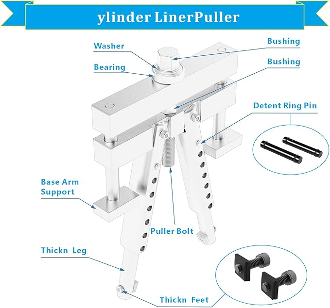 Replacement Feet for Universal Cylinder Liner Puller Tool Kit ZTSE2536-2 Large (PT-6400-9A) & 2 Small (PT-6410-4A) - PT-6400-C/PT-6410-B Compatible (4Pcs)