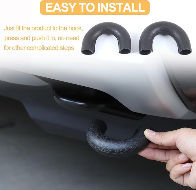 Car Tow Hook Protective Cover Compatible with Ford Ranger 2023-2025 Rubber Front Bumper Tow Ring Pull Ring Protective Case Trailer Pull Ring Trim Cover Exterior Accessories Tow Hook Covers (Black)