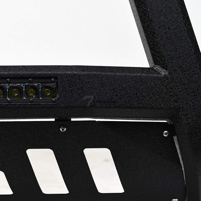 Textured Black AVT Style Aluminum LED Light Bull Bar Brush Push Front Bumper Grill Grille Guard with Skid Plate Compatible with 05-07 Jeep Grand Cherokee / 06-10 Commander