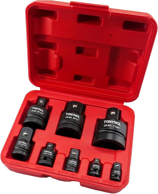 8 Piece Impact Socket Adapter and Reducer Set,1/4" 3/8" 1/2" 3/4" 1"Drive Socket Adapter Set,Cr-Mo Steel,With a Storage Case.