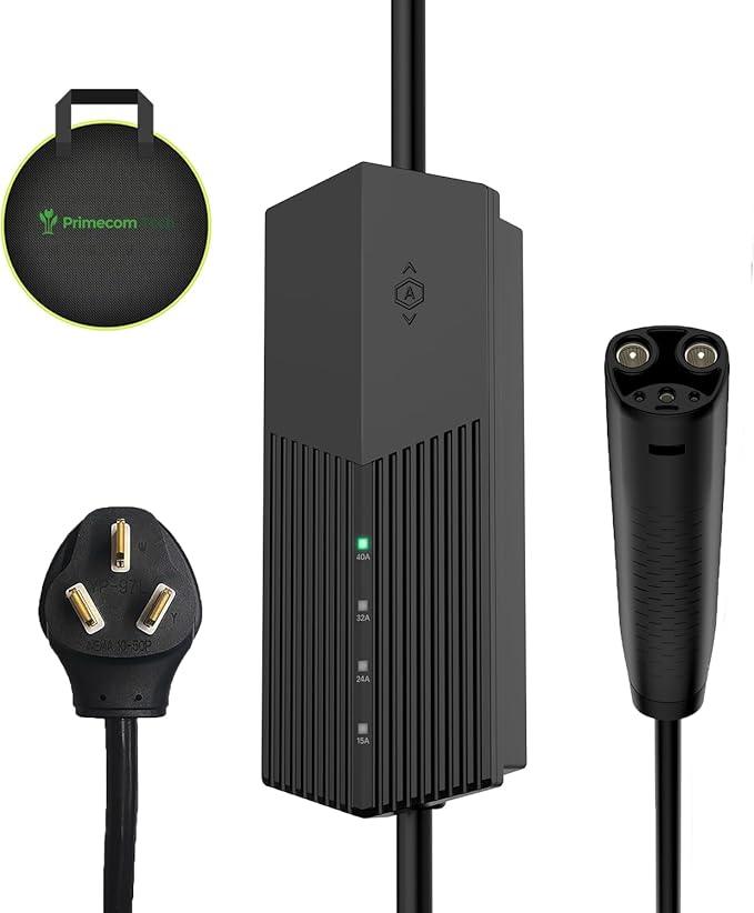 Primecom (NACS) EV Charger Mobile Connector, 40 Amp, Long Cord 30ft, 40ft, 50ft Level 2 Electric Vehicle Charging Station for Tesla, Hyundai Ioniq, Kia EV6 EV9 (10-50 Plug, 40 Feet)
