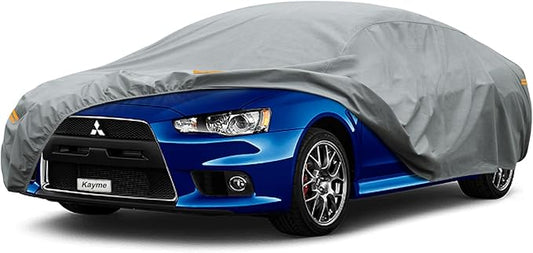 Kayme Heavy Duty Car Cover Custom Fit Mitsubishi Lancer/Lancer Evolution/EVO (2008-2014) Waterproof All Weather for Automobiles, Full Exterior Covers Sun Rain UV Protection.（Deliver About 3-10 Days）