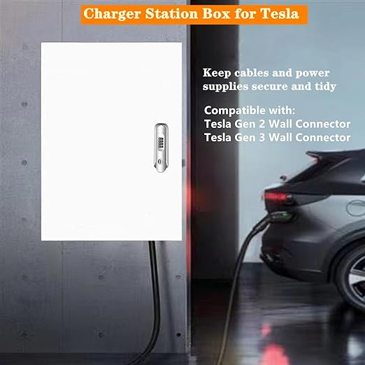 Charger Station for Tesla Gen 3 Wall Connector - 27.6'' x 20'' x 10'' Charging Box Cable Organizer - Indoor/Outdoor Wall Charger Protection Box - Waterproof & Dustproof