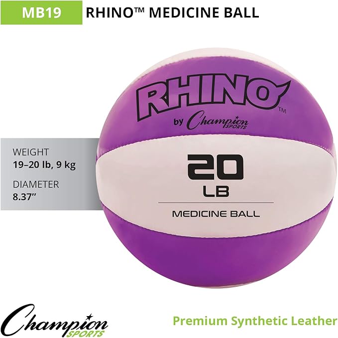 Champion Sports Exercise Medicine Balls, Leather with No-Slip Grip - Weighted Med Ball Set for Weight Training, Stability, Plyometrics, Cross Training, Core Strength - Multiple Styles