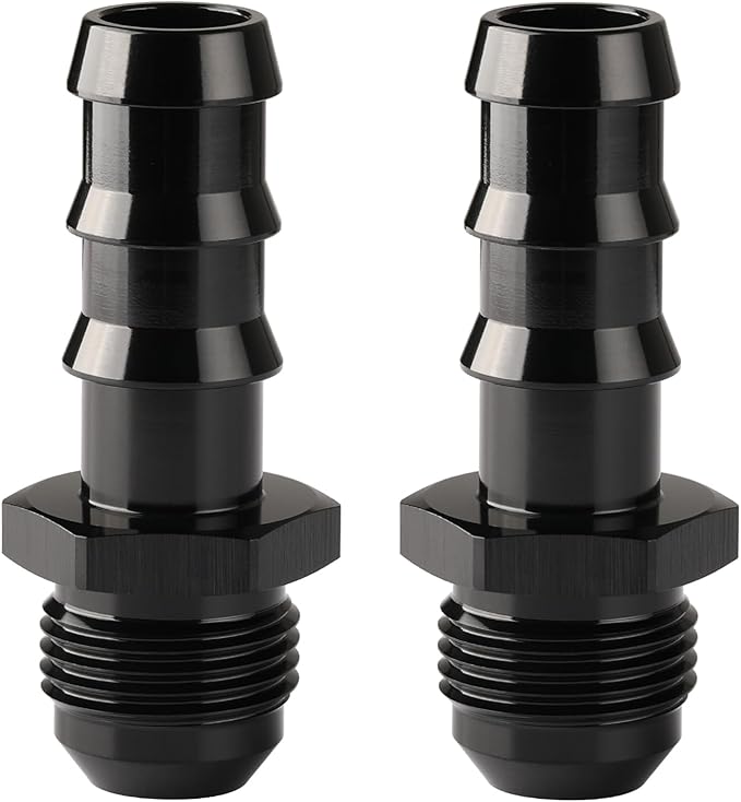 10AN Male Flare to 5/8 Hose Barb Straight Fitting Adapter Aluminum Black 2PCS
