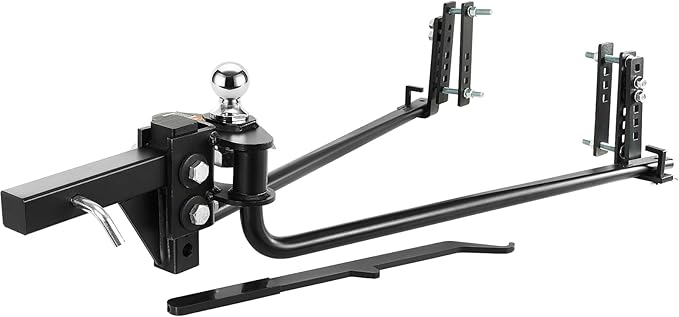 VEOVR Weight Distribution Hitch, 1,000 lbs Weight Distributing Hitches Kit with Sway Control for Trailer, 2-in Solid Steel Shank, 2-5/16 in Alloy Steel Ball, Powder Coated Load Leveling Hitch, Black