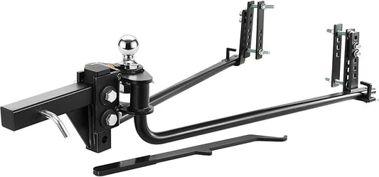 VEOVR Weight Distribution Hitch, 1,000 lbs Weight Distributing Hitches Kit with Sway Control for Trailer, 2-in Solid Steel Shank, 2-5/16 in Alloy Steel Ball, Powder Coated Load Leveling Hitch, Black