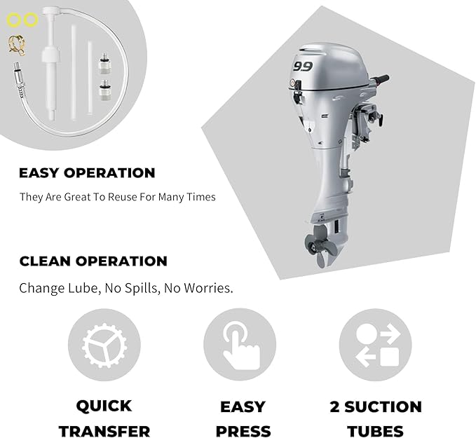 GlückMarine Boat Lower Unit Gear Lube Oil Pump for Standard Quart Bottles Compatible with Most Marine Outboard Motors and MerCruiser Sterndrives