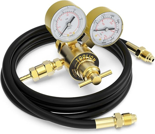 TOOLIOM Argon CO2 Regulator with 6.6FT Hose, Welding Gas Regulator for MIG and TIG, CGA580 Inlet Connection, 0-4000 PSI Input Pressure