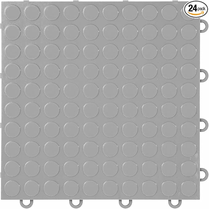 FlooringInc's Nitro 12"x12" Snap-Together Garage Floor Tiles, Non-Slip Interlocking Plastic Floor Mat, Organization & Storage, Coin Pattern, Gunmetal, 24 Tiles, 24 Sq/Ft