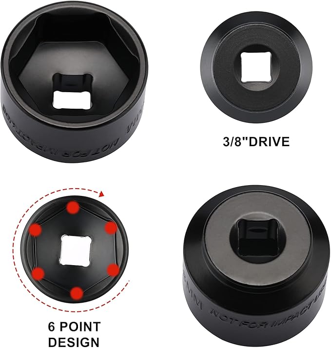 Mayouko 7 Pieces 3/8" Drive Low Profile Oil Filter Wrench Socket Set, Oil Filter Cap Remove and Install Tool Kit, 24mm, 25mm, 27mm, 28mm, 29mm, 32mm, 36mm, CR-V