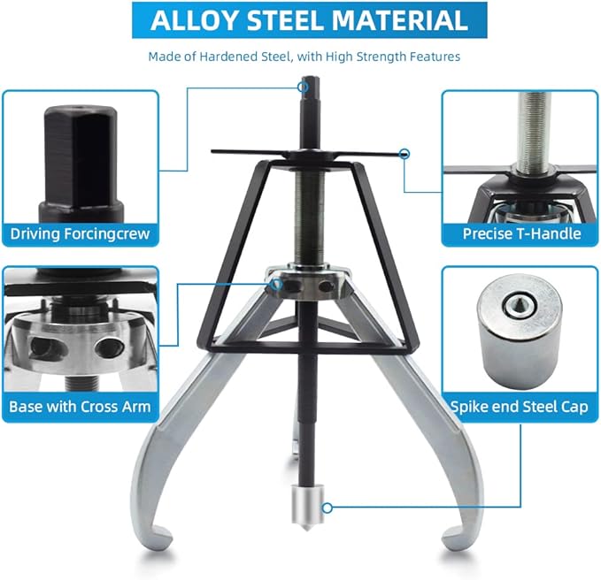 BESTOOL 3 Jaw Gear Puller,5 Ton Pulley Puller Tool, Removal Tool for Gears, Pulley, Flywheel