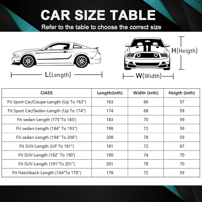 Hatchback Car Cover for Automobiles Waterproof All Weather, Universal Fit Mazda 3 Hatchback, Honda Civic Hatchback, Volkswagen Golf, Toyota Matrix, Nissan Leaf, Kia Forte5 etc.