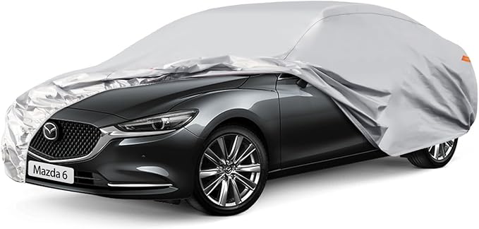 Waterproof Car Cover for Mazda 6 (2002-2024), 5 Layers Compatible with Mazda 6 All Weather, Snowproof Windproof Rain Ice Sun UV Protection