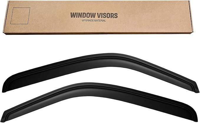 Window Rain Guards for 1999-2007 Sierra/Silverado 1500/2500/3500, Window Vent Wind Visors Shade Deflector 2000 2001 2002 2003 2004 2005 2006 Dark Smoke Sun/Rain Guard, Tape-On, 2PCS