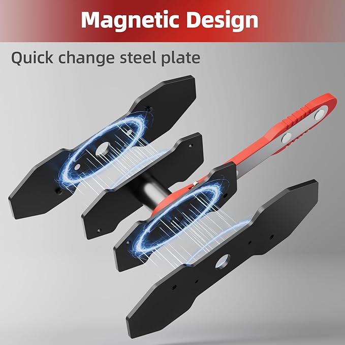 Brake Caliper Compression Tool, Caliper Piston Compressor Tool With Additional 2 pcs Large Steel Plate and 2 Hooks, 360°Adjustable Brake Caliper Tool for Single Twin Quad Piston Calipers (Red)