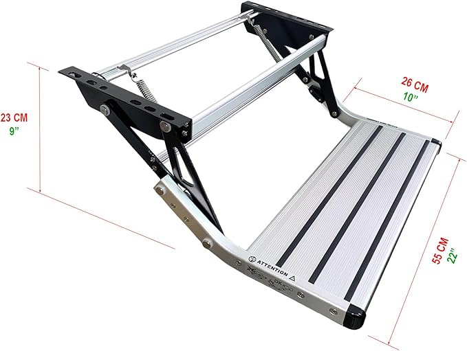 GEARFLAG Manual RV Step – Folding Aluminum Entry Step with Anti-Slip Surface, 440 lbs Capacity – for Camper, Trailer, Motorhome