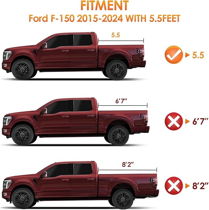Nilight Soft Tri-fold Truck Bed Tonneau Cover Compatible with Ford F150 2015 2016 2017 2018 2019 2020 2021 2022 2023 2024 2025-5.5ft