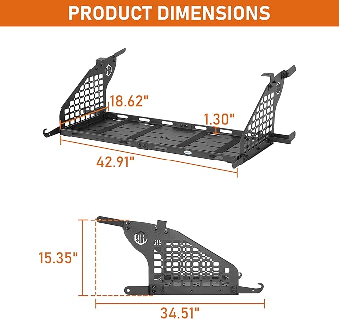 Hooke Road Cayenne Cargo Rack Basket & Window Molle Panel for 2003-2010 Porsche Cayenne 955 957, Trunk Organizer Storage Shelf for Overland Camping Gear