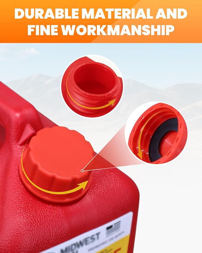 10 PCS Gallon Gas Can Caps, 5 Gallon Coarse Thread Gas Lid for Gasoline, Plastic and Metal Gas Tank Lid, Portable Diesel Fuel Can Cover, Universal Automotive Gas Spout Cap Replacement（Red）