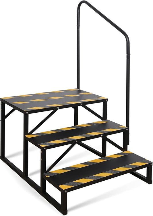 RV Steps with Handrail, Hot Tub Steps with Handrail, Portable Stairs Steps for 5th Wheel RV, Mobile Home Stairs Outdoor RV Step