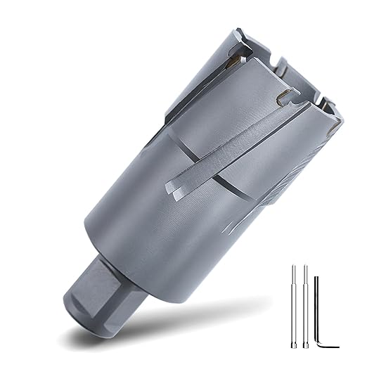 1.77" x 1-3/8" Annular Cutter with Weldon Shank,Carbide Tip Annular Drill Bit for Stainless Steel, Iron (1-3/8" Depth, 1.77" Diameter)