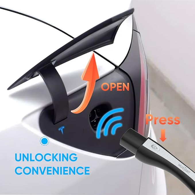 Level 1-2 Tesla Charger - 110-240V, 16 Amp, NEMA 6-20 Plug with NEMA 5-15 Adapter - Portable Electric Car Charger for Tesla - Compatible with All Tesla Models X/Y/3/S