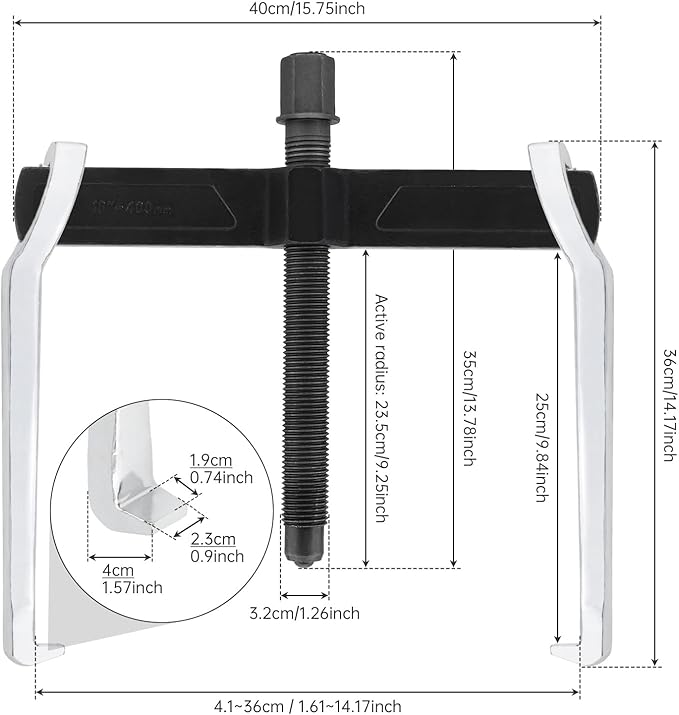 ChgImposs 16 Inch 2-Jaw Gear Puller, Heavy Duty CR-V Adjustable Reversible Bearing Puller Tool for External & Internal Removal of Pulleys, Flywheels, Bearings, Gears, Brake Drums
