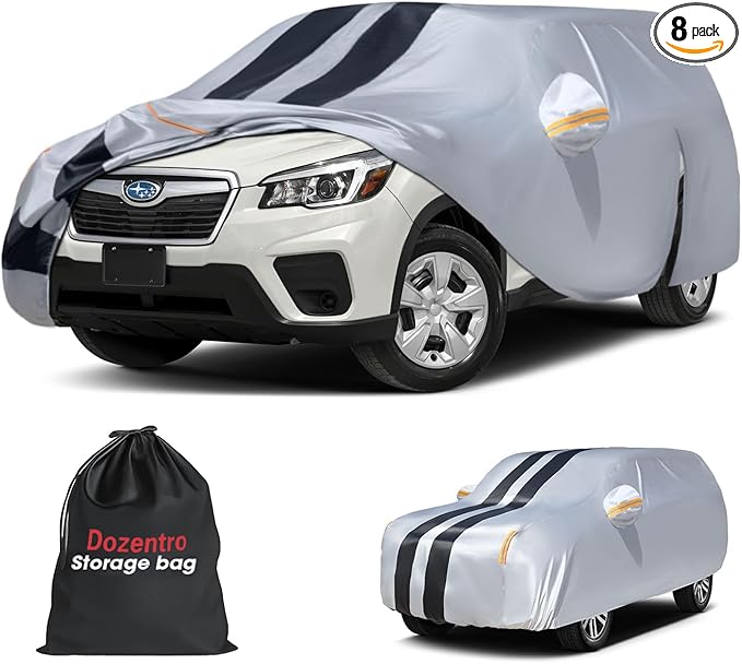 10 Layers Car Cover Custom Fit for Subaru Forester 1997-2026 100% Waterproof All Weather Automobiles, Gift with Towel, Heavy Duty Car Covers for Rain Sun UV Protection with Door Zipper.