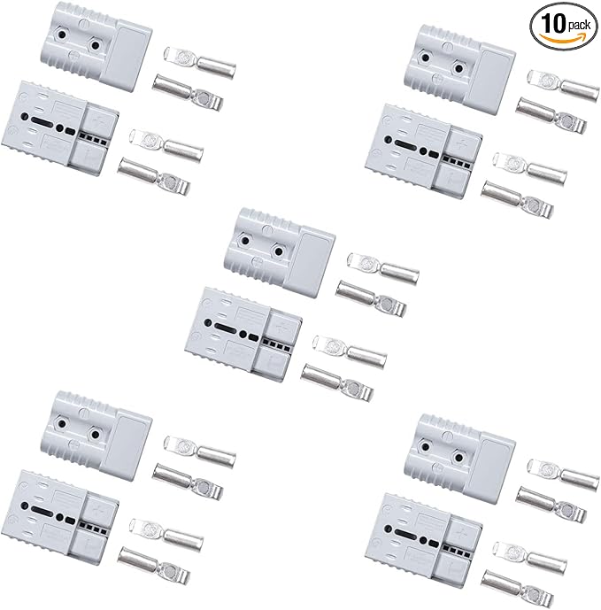 10 Pcs 2-4 Gauge 175 Amp Battery Quick Connect/Disconnect, Jumper Cable Plug Connector Kit for Recovery Winch, Towing Systems(Grey)