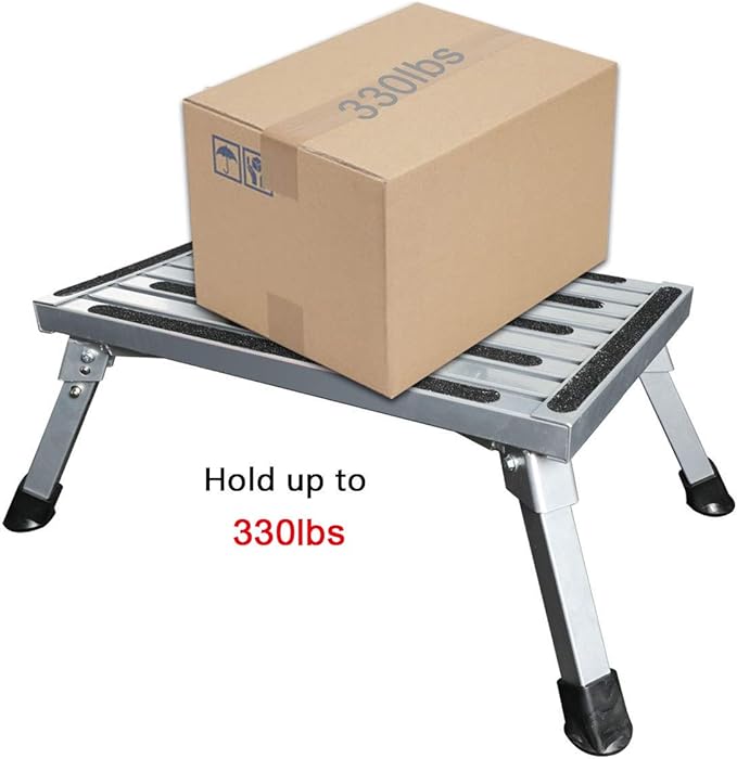 Portable RV Steps Platform Foldable Anti-Slip Rubber Feet 330lbs Load Capacity Durable Ladder Caravan Camping Tool Portable