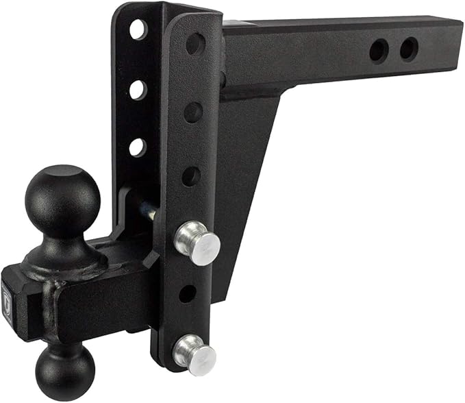 BulletProof Hitches - 2.0" Adjustable Heavy Duty Trailer Hitch (22,000 lb. Rating) - 6" Drop/Rise Trailer Hitch with 2" & 2-5/16" Dual Ball - Powder Coat, Solid Steel, Corrosion-Resistant
