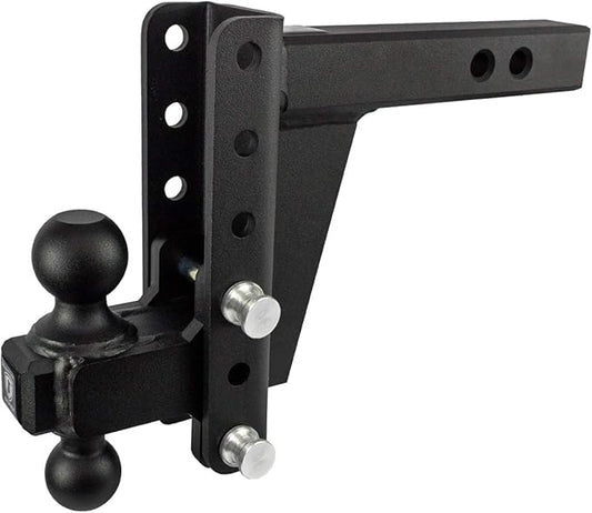 BulletProof Hitches - 2.0" Adjustable Heavy Duty Trailer Hitch (22,000 lb. Rating) - 6" Drop/Rise Trailer Hitch with 2" & 2-5/16" Dual Ball - Powder Coat, Solid Steel, Corrosion-Resistant