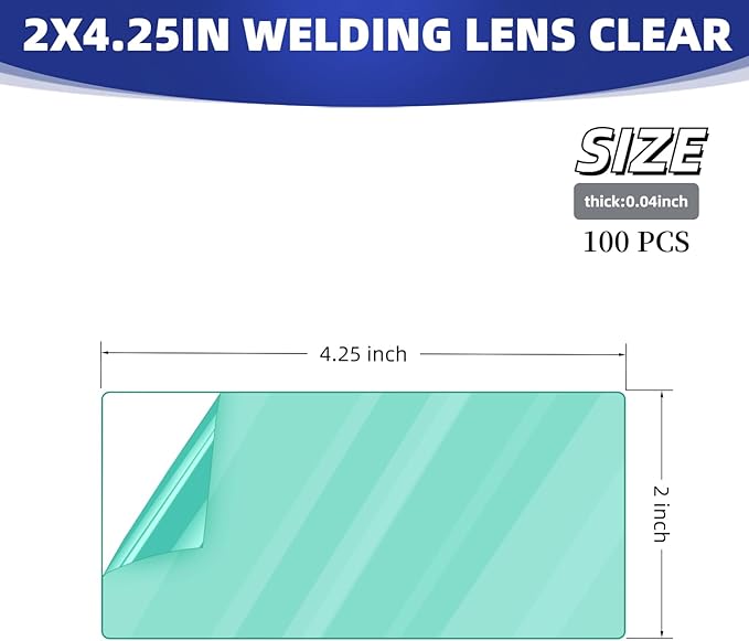 100 Pcs of 2" x 4.25" Universal Welding Helmet Hood Replacement Clear Lens Cover 2x4 1/4 optical grade Premium Quality Clear Plastic Cover Lenses