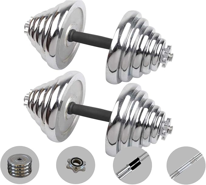 Cast Iron Adjustable Dumbbell Barbell Set (110LB/66LB/44LB), Weight with Connecting Rod 2 in 1 Home Body Workout Exercise Equipment for Men and Woman…