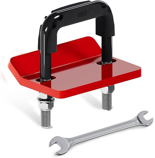 Hitch Stabilizer - Heavy Duty Anti-Rattle Stabilizer for 2" Hitch with Rubber Isolator. Ideal for Cargo Carrier, Bike Rack (Black & Red, 1 Pack)