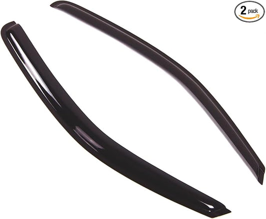 TuningPros Outside Mount Window Vent Visors Rain Guards Compatible with Nissan Frontier King Cab 2005-2016 | Side Window Wind Deflectors Rain Shields | Smoke Tinted, 2 Pcs Set, DGWV-341