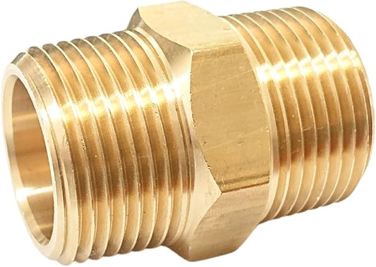 1 Inch x 1 Inch NPT Brass Hex Nipple Male Pipe Adapter, Thread outer diameter 1.25 inch, (1 Piece)