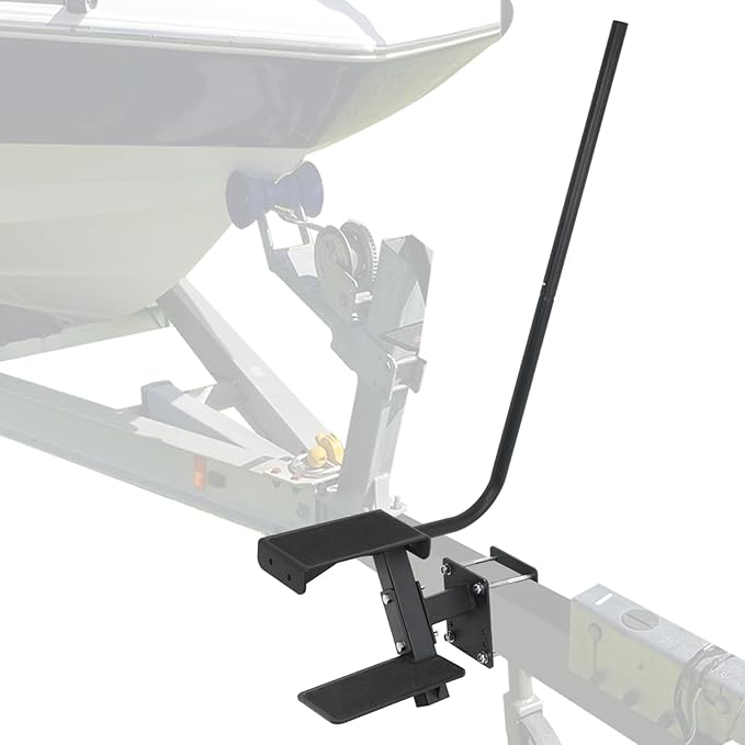 Boat Trailer Step, Heavy Duty Steel 2 Steps Ladder for Boat Trailer Tongue with Handrail, 450lbs Capacity, Black