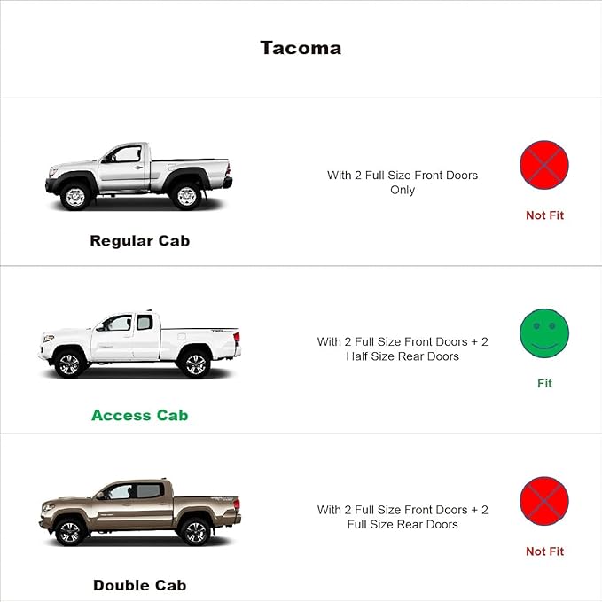 Side Window Wind Deflector, 4pcs Out-Channel Tape-On Nice Rain Guards Set, Window Visor fit for 2005-2015 Toyota Tacoma Extended cab (Access cab) TY4P07