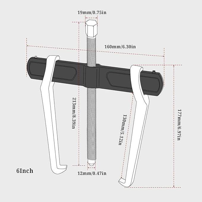 BILITOOLS 6" 2-Jaw Gear Puller, Internal External for Removal of Pulleys Flywheels Bearings & Gears