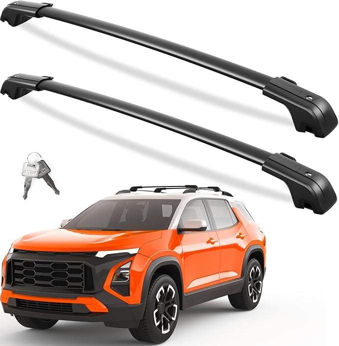 Heavy Duty 330lb Lockable Roof Rack Cross Bars Compatible with Chevy Chevrolet Equinox 2025 2026 (Not for EV) with Raised Rails, Aluminum Roof Rails Crossbars Black Rooftop Cargo Luggage