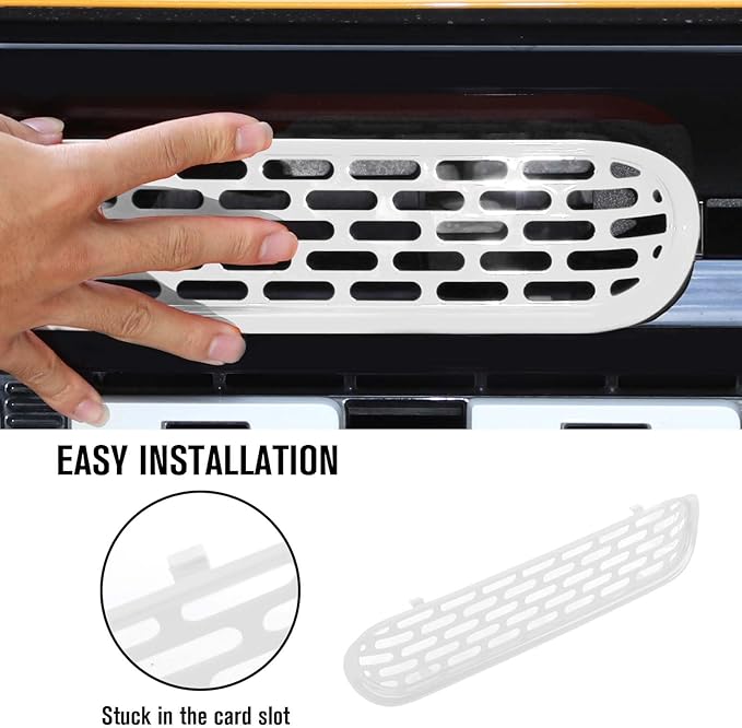 Jimen Compatible with Ford Bronco 2021-2023, 6PCS Front Grille Inserts Mesh Grill Cover Exterior Trim Accessories (White)