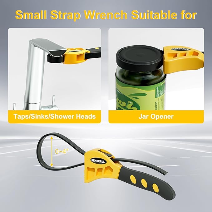 2 PCS Heavy-Duty Strap Wrench Set Upgrade – 4" to 6" Diameter Adjustable Oil Filter Wrench, Reinforced Rubber - Jar Opener, Plumbing Tool for Shower Heads, Water Filters, Pipes