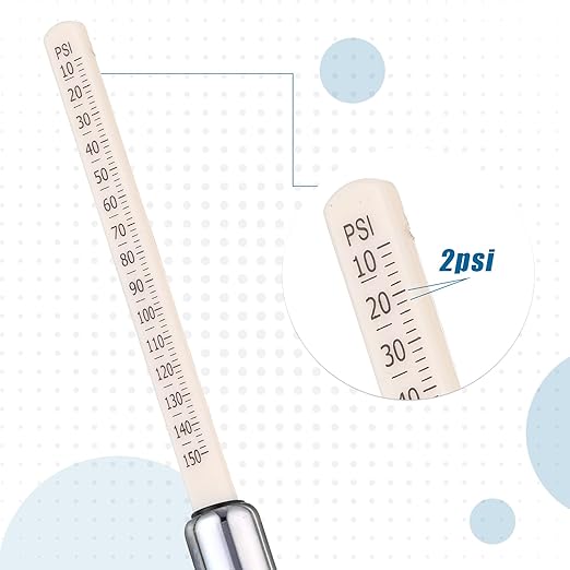 Tallew 1 Pack Dual Head Tire Pressure Gauge Heavy Duty Air Pressure Tire Gauge for Auto Truck Car RV Van Gage Range 10-150PSI, 1-10Bar (Silver)