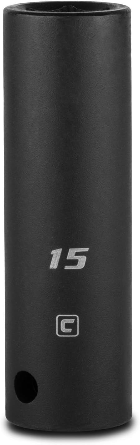 Capri Tools Deep Impact Socket, 1/2-Inch Drive, 6-Point, Metric (15 mm)