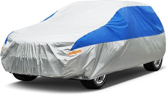 Car Cover - Waterproof All Weather for SUVs, Outdoor Full Car Cover Snowproof Windproof UV Protection, Universal Fit for SUVs up to 181 inch, Silver